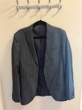 Topman Charcoal Pinstripe Blazer